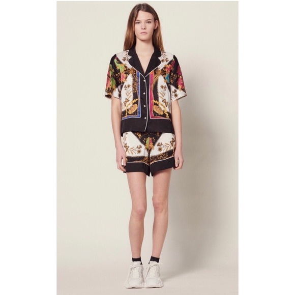 Sandro butterfly satin button down shirt - Picture 2 of 5